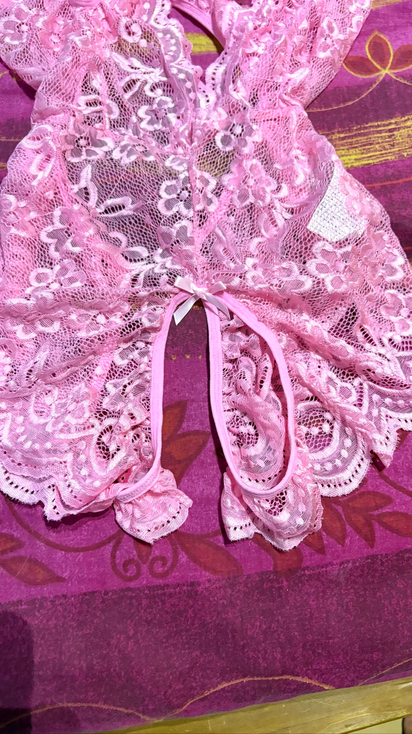 Pink open-back lace lingerie bodysuit – Size XXL – New with packaging – photo 2